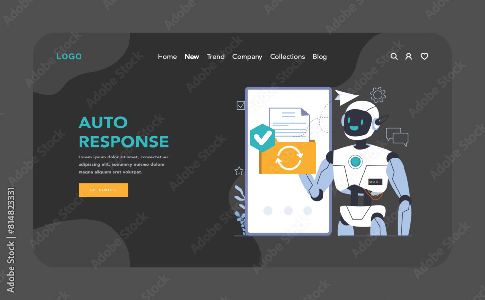 Canvas Prints chat bot dark or night mode web or landing. ai-powered customer service