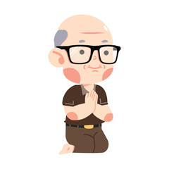 old man Praying Sitting on the Floor