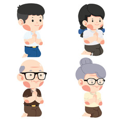 family Pray Sitting on the Floor