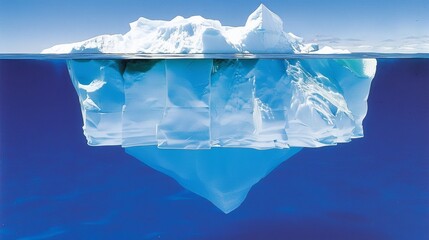 Obraz premium Create an iceberg shaped like a colossal wave frozen in time, with towering walls of ice crashing into the sea.