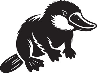 Cute Platypus silhouette vector illustration.