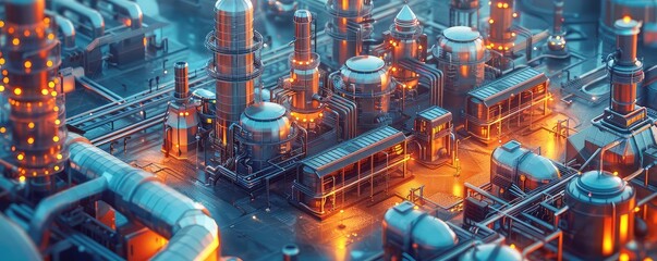 Obraz premium 3D isometric view of a hightech research facility, futuristic design, advanced infrastructure