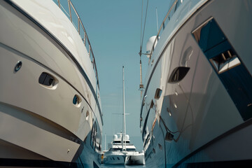 Naklejka premium Picturesque small bay with beautiful moored yachts