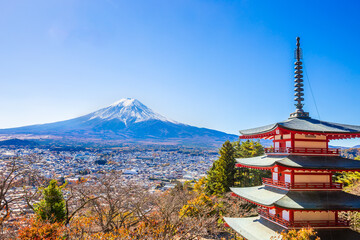 Chureito Red Pagoda is a five-story pagoda with a beautiful backdrop of Mount Fuji, a popular and...