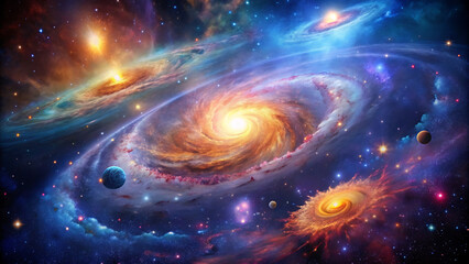 nebula and galaxies in space abstract background