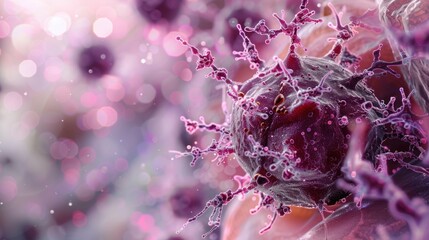 Antigen Presentation. Front View A 3D model showing an immune system cell presenting an antigen to T-cells