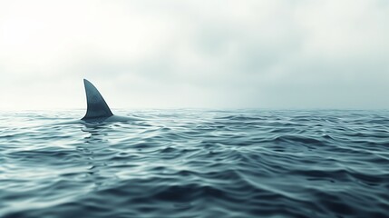 Naklejka premium Shark fin on ocean surface , sea life concept.