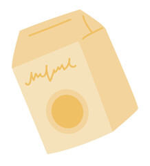 Paper package in flat design. Cardboard box for storage grocery food. Vector illustration isolated.