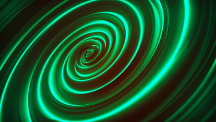 Abstract blurred circle background. Whirlpool. Liquid vortex. Radial abstract meandering golden tunnel background. The magic of a digital tunnel of a spiral vortex whirlpool. 3D rendering.