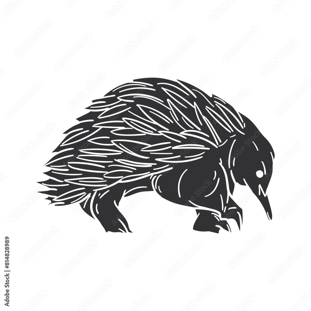 Poster short beaked echidna icon silhouette illustration. animals vector graphic pictogram symbol clip art.