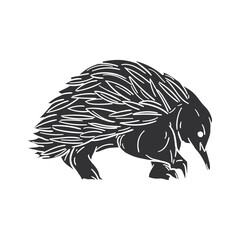Short Beaked Echidna Icon Silhouette Illustration. Animals Vector Graphic Pictogram Symbol Clip Art. Doodle Sketch Black Sign.