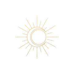 Moon sun logo line mystic symbol vector image