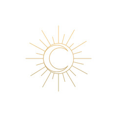 Moon sun logo line mystic symbol vector image