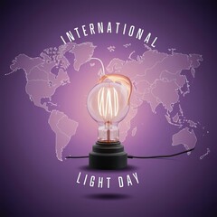 International day of light, Flat illustration. International day of light poster, light day, 16th May, International day of light banner, vector, social media post. International light day, poster. 
