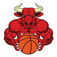 bull mascot basketball vector illustration design