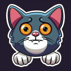 A Surprised Emoticon Cat Sticker Illustration
