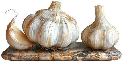 garlic on white transparent background