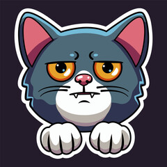 A poker face Emoticon Cat Sticker Illustration