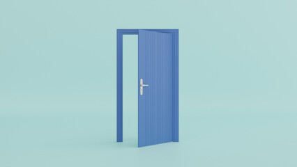 a blue door with a white handle on a blue background