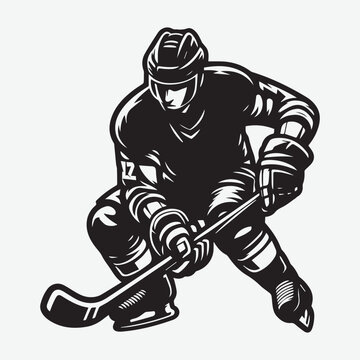 recommend clip art: Athlete hockey player vector silhouette illustration. Ice hockey players, group of vector silhouettes. Hockey goalie, hockey player. Set of winter team sport athletes