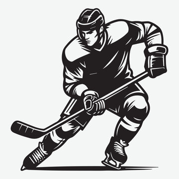 recommend clip art: Athlete hockey player vector silhouette illustration. Ice hockey players, group of vector silhouettes. Hockey goalie, hockey player. Set of winter team sport athletes