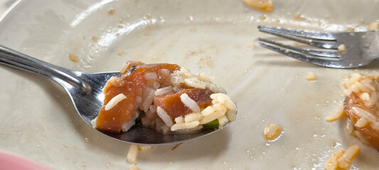 Pork leg rice food in Thailand