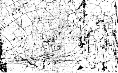 Texture of the old wall, a black and white image of a cracked wall, grungy texture foe design extra effect. Vector illustration.