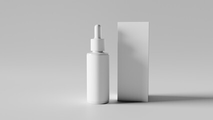 a white bottle and a white box on a gray surface