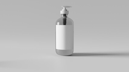 a bottle of liquid with a white label on it