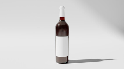 a bottle of wine with a white label on it