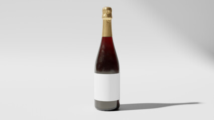 a bottle of wine with a white label on it