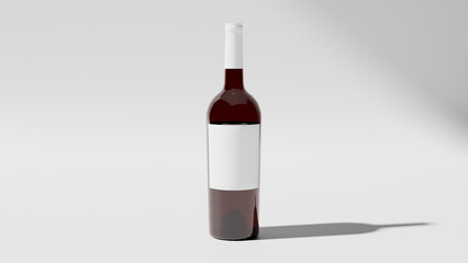 a bottle of wine with a white label on it