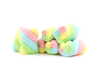 Marshmallows isolated on white background.