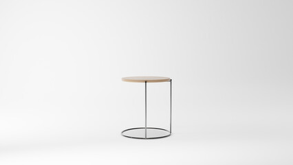 a small table with a wooden top and metal legs