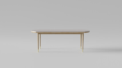 a table with a white top and gold legs