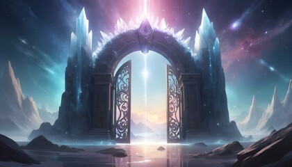 A gate of pure crystal shimmering with celestial upscaled_3