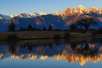 Golden Hour Reflections in the Mountains