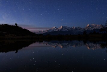 Starry Night Over Snow-Capped Mountains