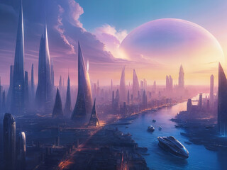 Stunning Cityscape - A Fusion of Traditional and Futuristic Architecture with Ultra-Sharp Details