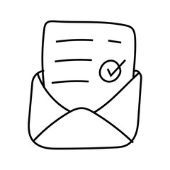 Letter in envelope doodle .Vector isolated on white background