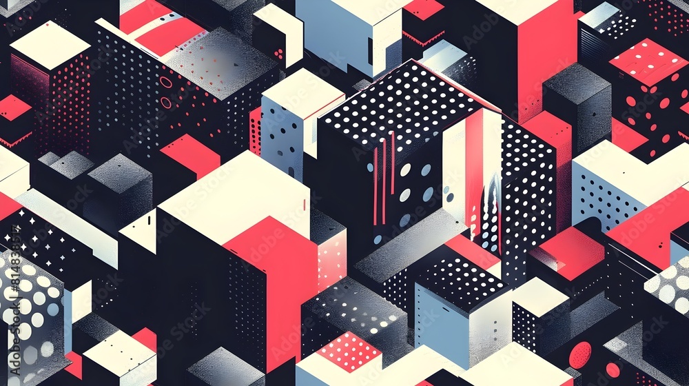 Aufkleber Captivating Abstract Geometric Shapes Forming Vibrant 3D Mosaic Pattern Backdrop