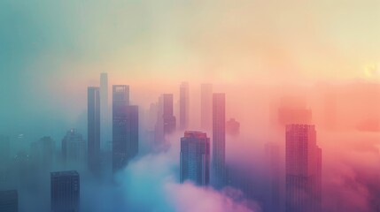 Fototapeta premium Misty cityscape fading into ethereal hues