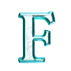 Ice symbol in a turquoise  frame. letter f