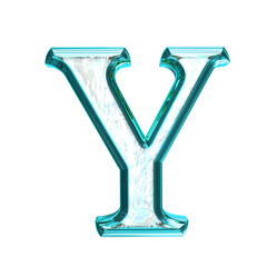 Ice symbol in a turquoise  frame. letter y