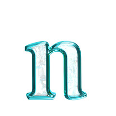 Ice symbol in a turquoise  frame. letter n