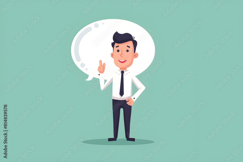 Poster confident businessman in suit gesturing and smiling with optimistic attitude for successful corporat