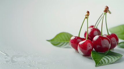 close up of cherry over isolated background with copy space