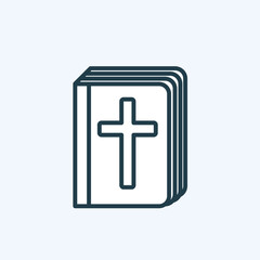Obraz premium The Bible paper book with a cross on cover. Simple outline icon for mobile app, bookstore website, logo, label element. Holy book. Religion and culture concept. Isolated vector illustration