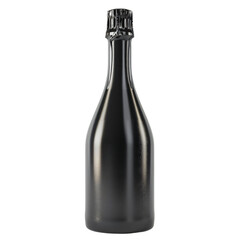 Champagne bottle with black matte finish elegant die cut PNG style isolated on white and transparent background