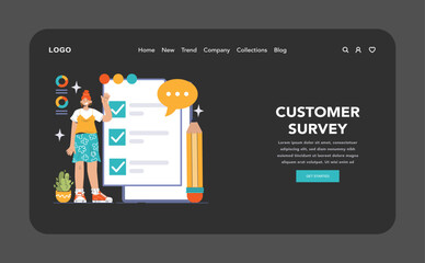 Customer feedback web banner or landing page dark or night mode